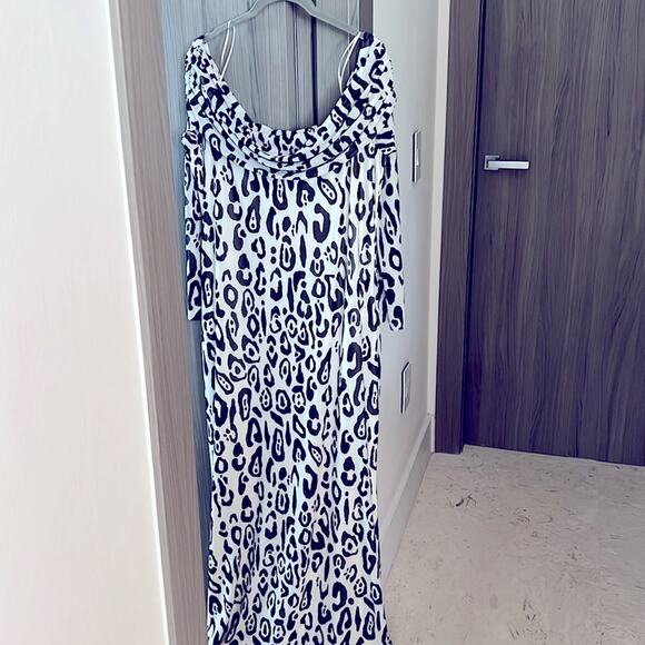 NWT $128 AFRM Anthropologie black white leopard stretchy mesh dress 3XL - Picture 5 of 11